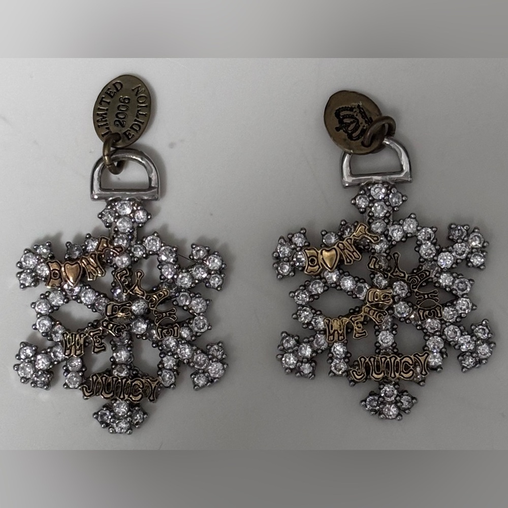 Juicy Couture (Set of 2) Matching Silver Rhinestone & gold colored 2” accents